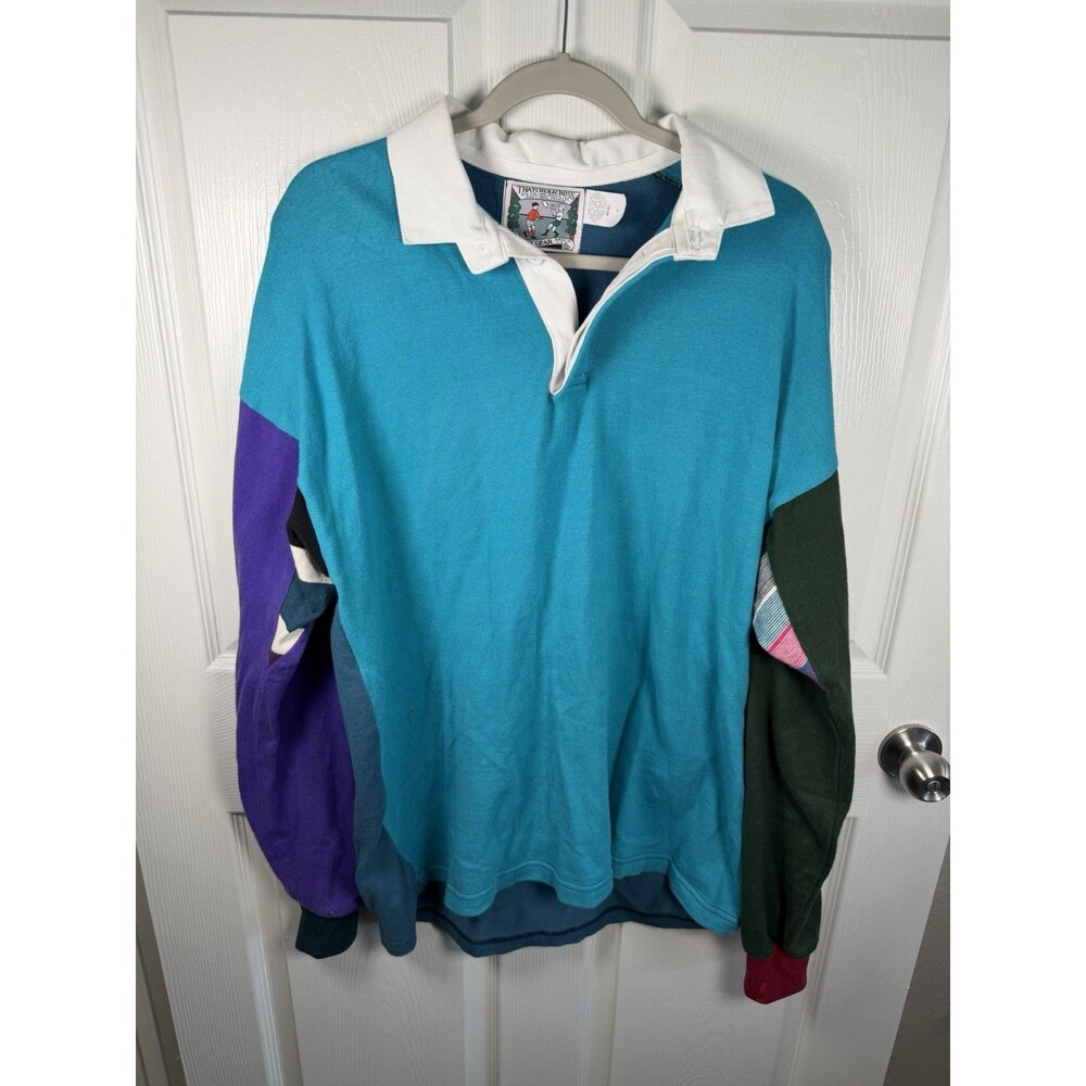 90s Thatcher & Cross Rugby Long Sleeve Mens Sz L Y2K Unique Eclectic Vintage